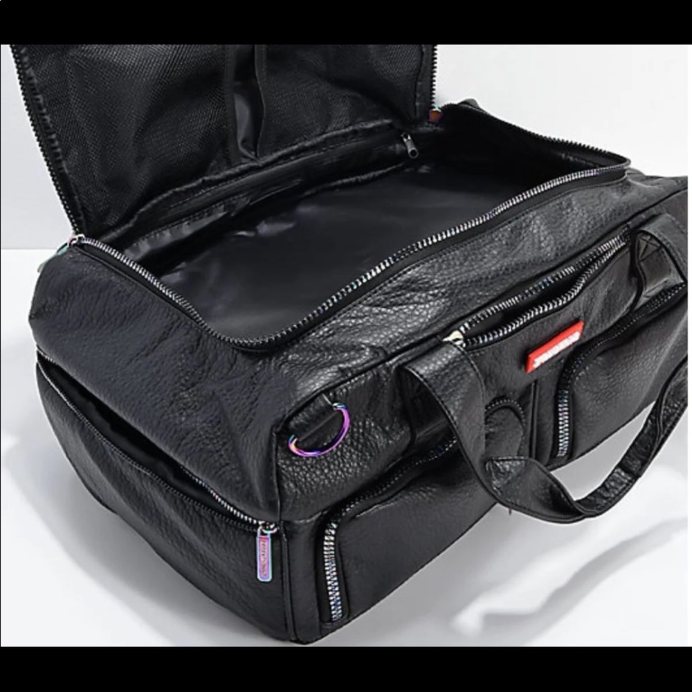SPRAYGROUND Iridescent Black Leather Duffle Bag - Picture 13 of 16